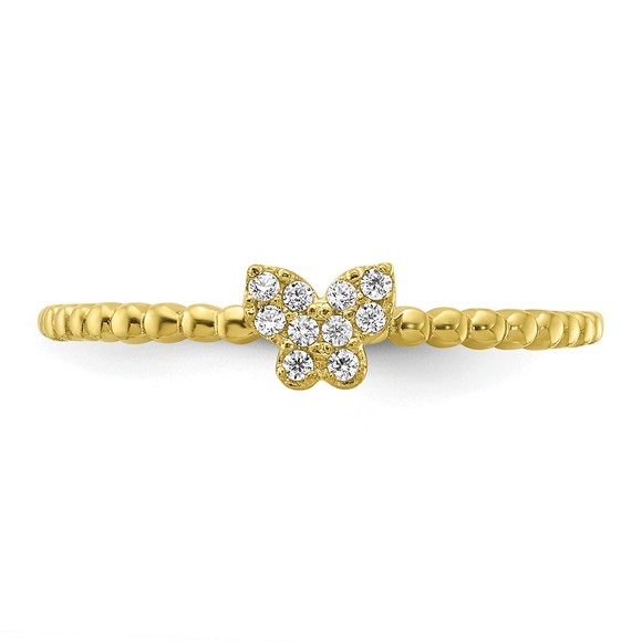 10k Yellow Genuine Gold Butterfly CZ Ring Size 7 - Picture 5 of 6